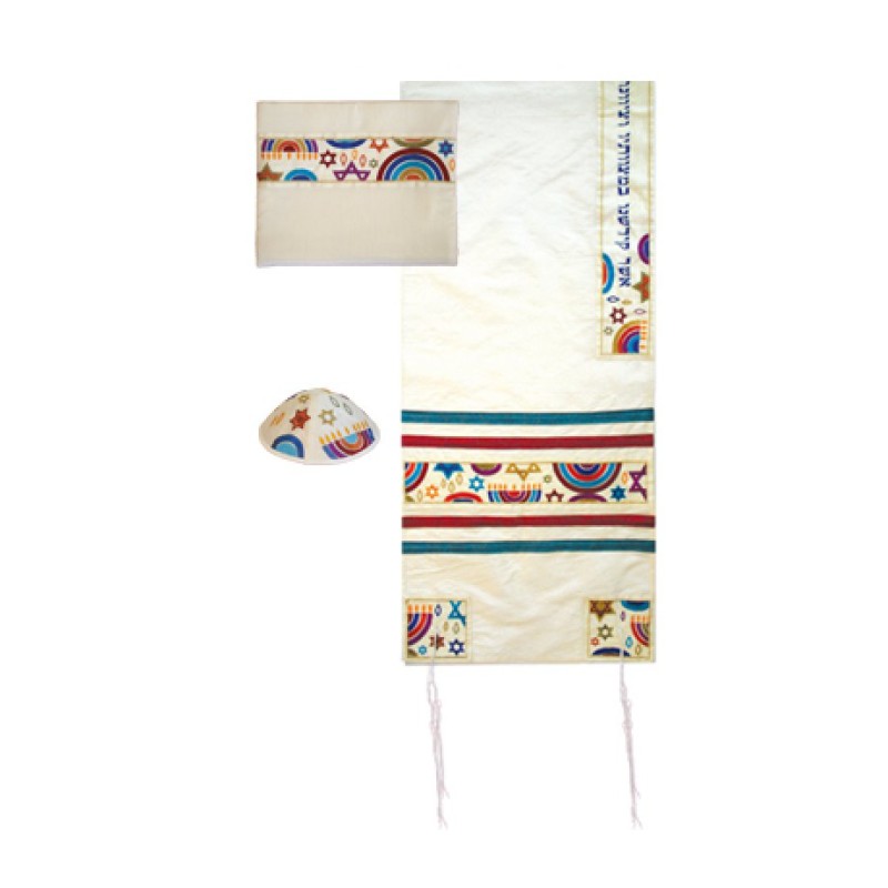 Yair Emanuel White Polysilk Tallit Set Em... | Jewish Gift from Israel