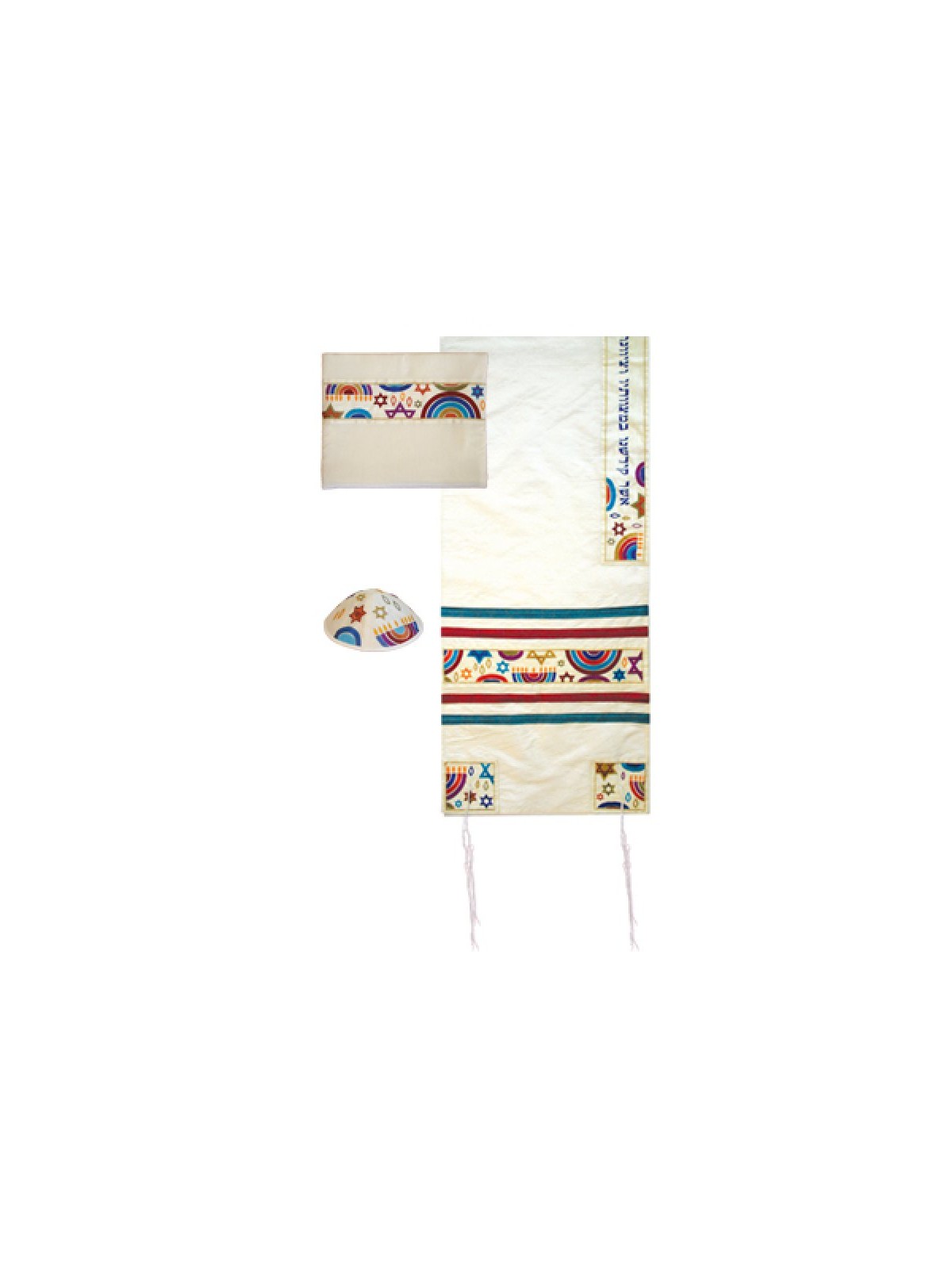 Yair Emanuel White Polysilk Tallit Set Em... | Jewish Gift from Israel