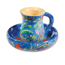 Yair Emanuel Hand Painted Wood Two Piece Mayim Ach... | Mayim Achronim