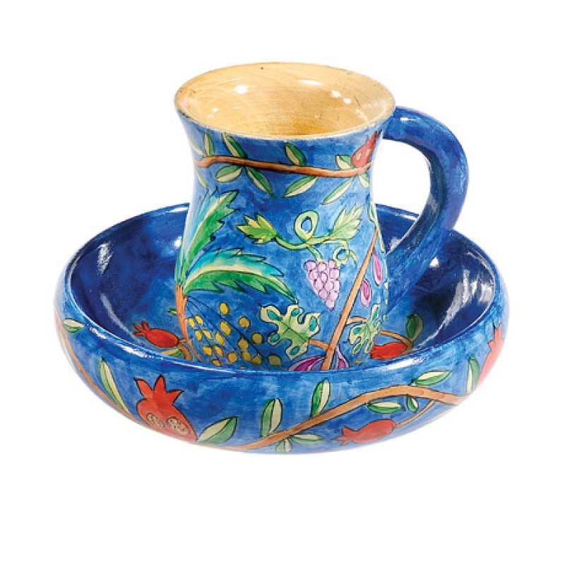 Yair Emanuel Hand Painted Wood Two Piece Mayim Ach... | Mayim Achronim