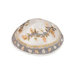 Yair Emanuel Embroidered Kippah Pomegran... | Kippot & Hats by Emanuel