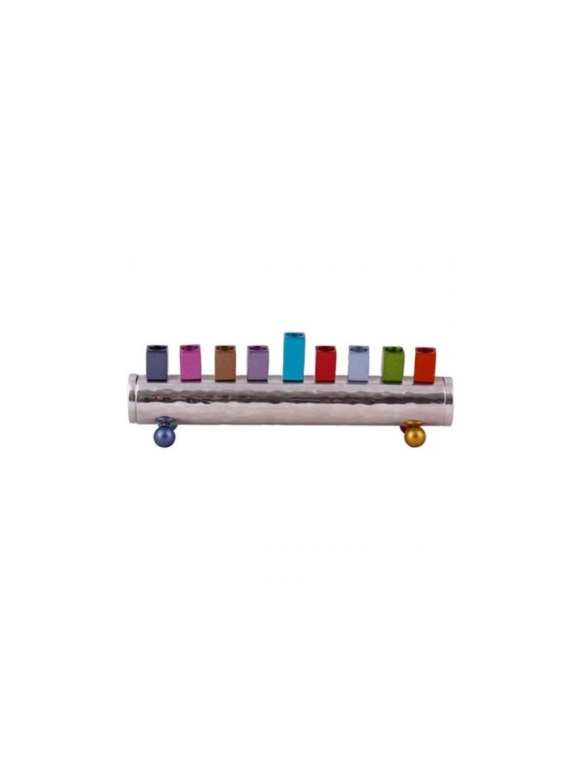 Yair Emanuel Cylinder Chanukah Menorah Hammered ... | Hanukkah Menorah