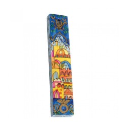 Yair Emanuel Large Hand Painted Wood Mezuzah ... | Mezuzahs by Emanuel
