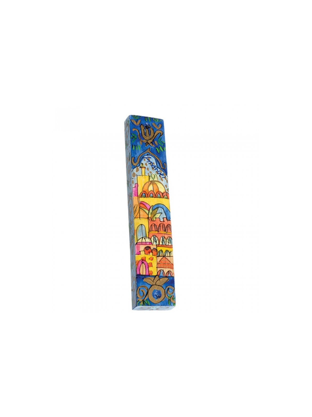 Yair Emanuel Large Hand Painted Wood Mezuzah ... | Mezuzahs by Emanuel