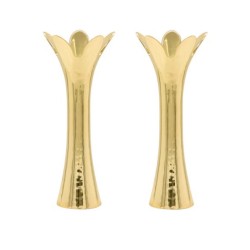 Yair Emanuel Flower Shaped Textured Candlesticks Gol... | Candlesticks