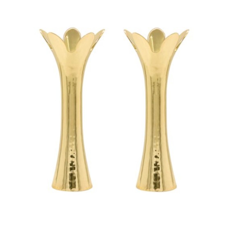 Yair Emanuel Flower Shaped Textured Candlesticks Gol... | Candlesticks