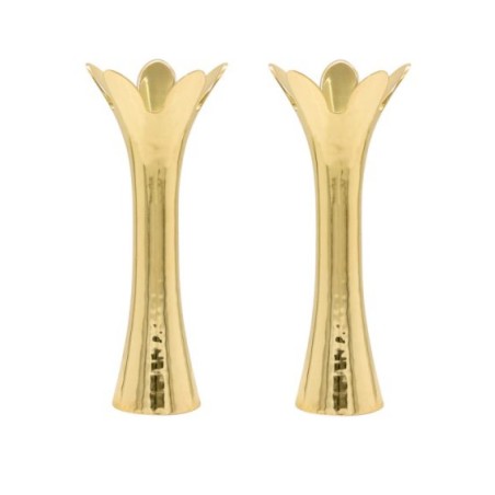 Yair Emanuel Flower Shaped Textured Candlesticks Gol... | Candlesticks