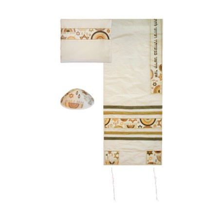 Yair Emanuel White Polysilk Tallit Set Em... | Jewish Gift from Israel