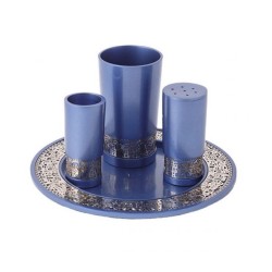 Ensemble Havdalah en aluminium avec Jeru en argent de Yair Emanuel... | Ensembles de Havdalah