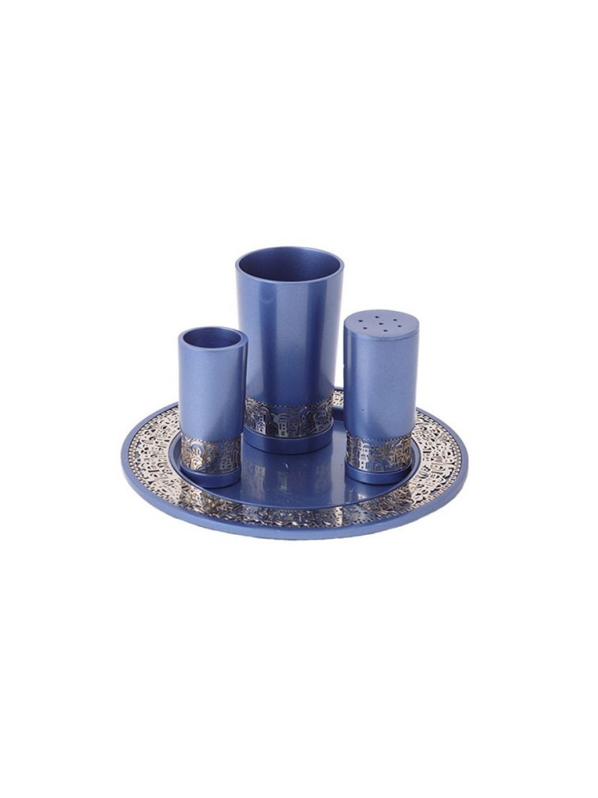 Yair Emanuel Aluminum Havdalah Set with Silver Jeru... | Havdalah Sets