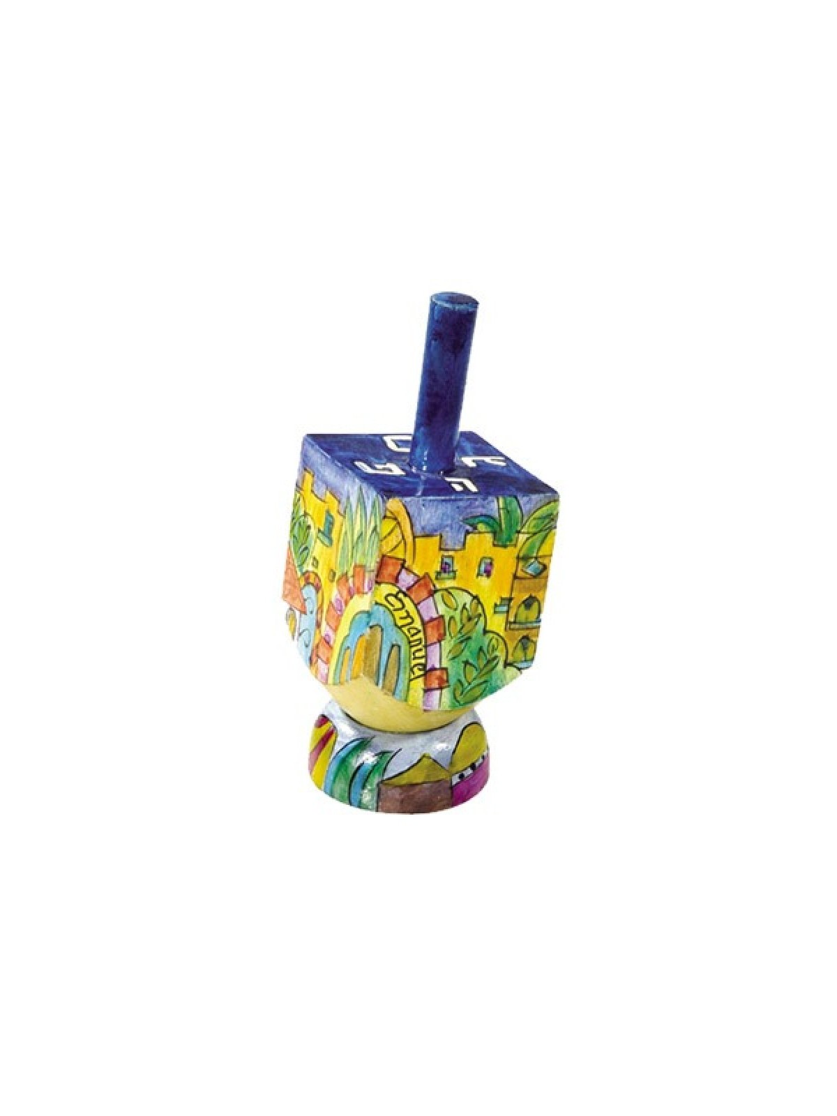 Yair Emanuel Hand Painted Wood Dreidel on Stand Small Je... | Dreidels