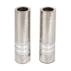 Yair Emanuel Hammered Nickel Cylinder Candlesticks S... | Candlesticks