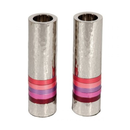 Yair Emanuel Hammered Nickel Cylinder Candlesticks P... | Candlesticks