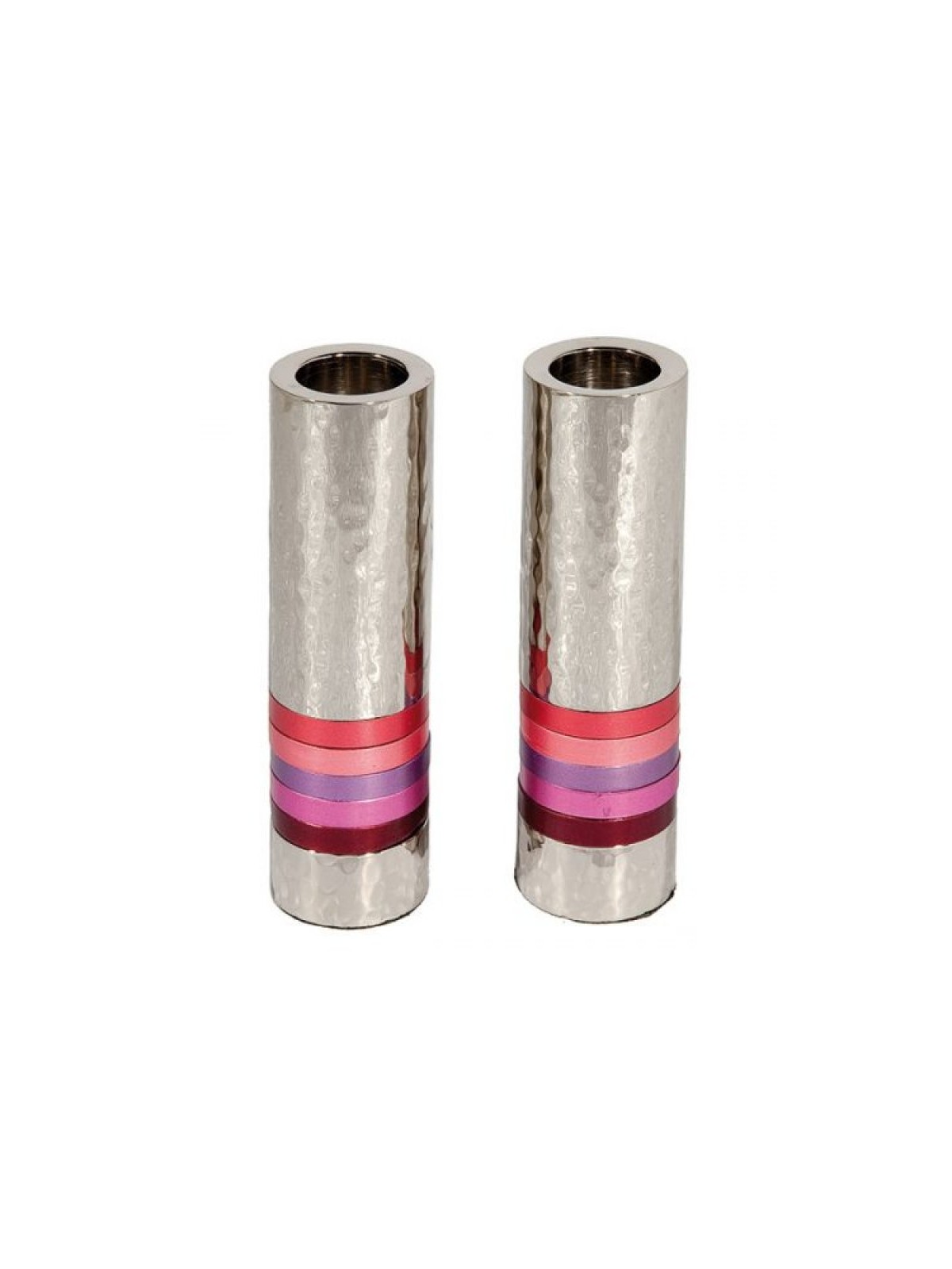 Yair Emanuel Hammered Nickel Cylinder Candlesticks P... | Candlesticks