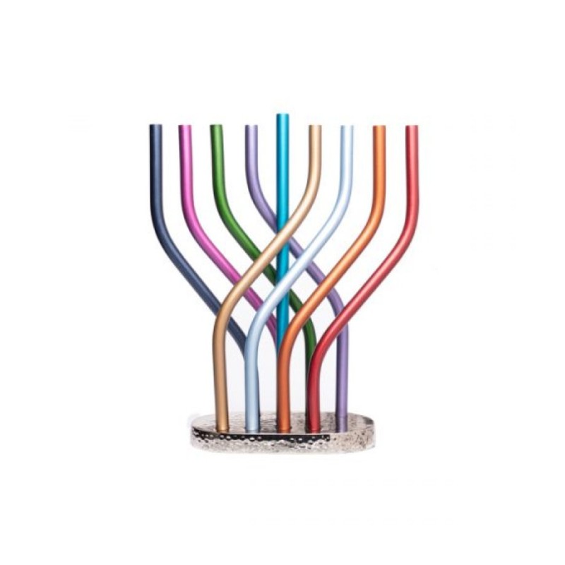Yair Emanuel Aluminum Hanukkah Menorah with Tube... | Hanukkah Menorah