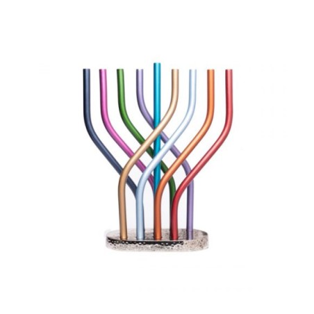 Yair Emanuel Aluminum Hanukkah Menorah with Tube... | Hanukkah Menorah