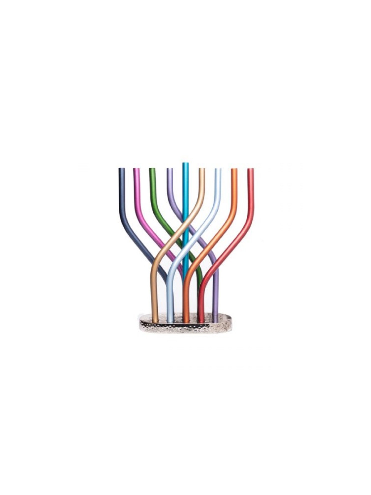 Yair Emanuel Aluminum Hanukkah Menorah with Tube... | Hanukkah Menorah
