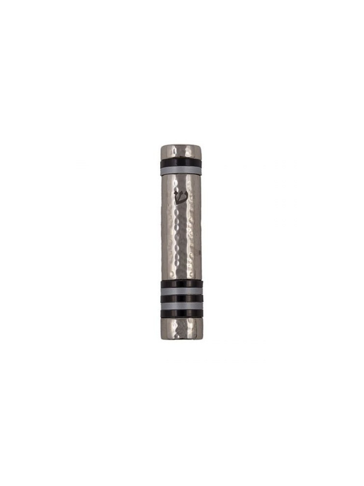 Yair Emanuel Hammered Aluminum Silver Mezuzah... | Mezuzahs by Emanuel