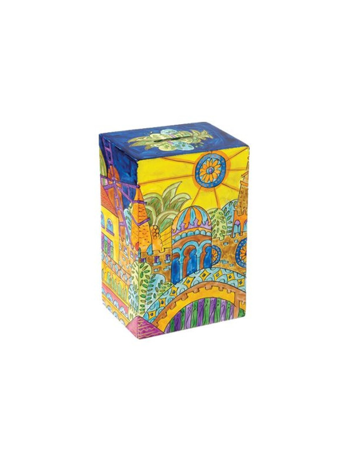 Yair Emanuel Hand Painted Rectangle Tzedakah Chari... | Tzedakah boxes