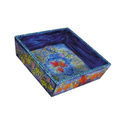 Yair Emanuel Hand Painted Wood Blue Matza... | Jewish Gift from Israel
