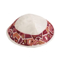 Yair Emanuel Embroidered Kippah Maroon G... | Kippot & Hats by Emanuel