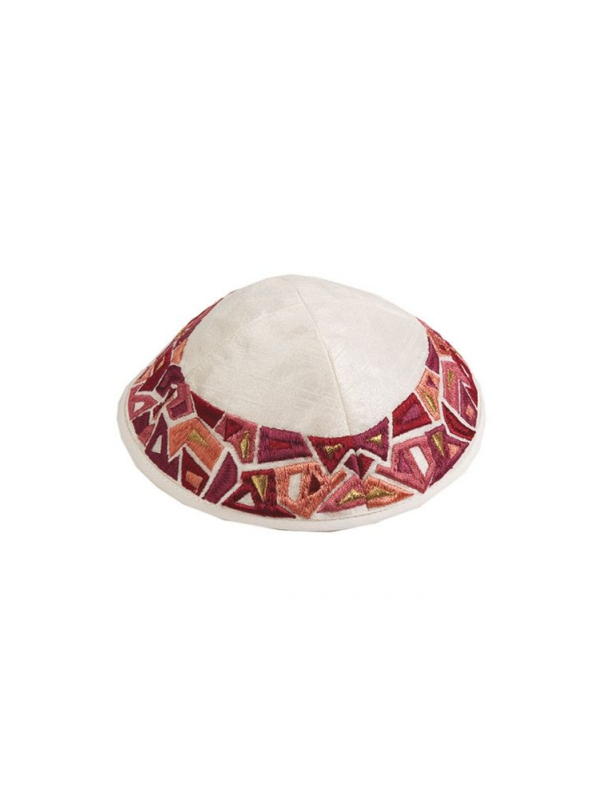 Yair Emanuel Embroidered Kippah Maroon G... | Kippot & Hats by Emanuel