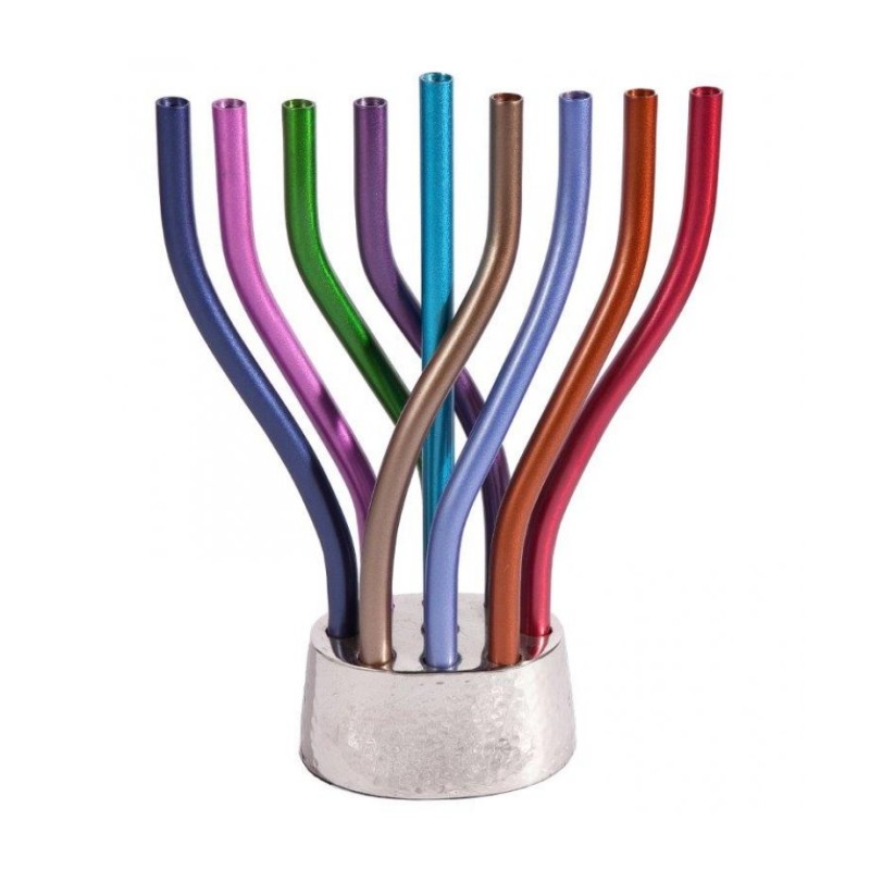Yair Emanuel Flames Image Chanukah Menorah Multi... | Hanukkah Menorah