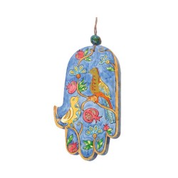 Yair Emanuel Hand Painted Wood Wall Hamsa Blue ... | Hamsas by Emanuel