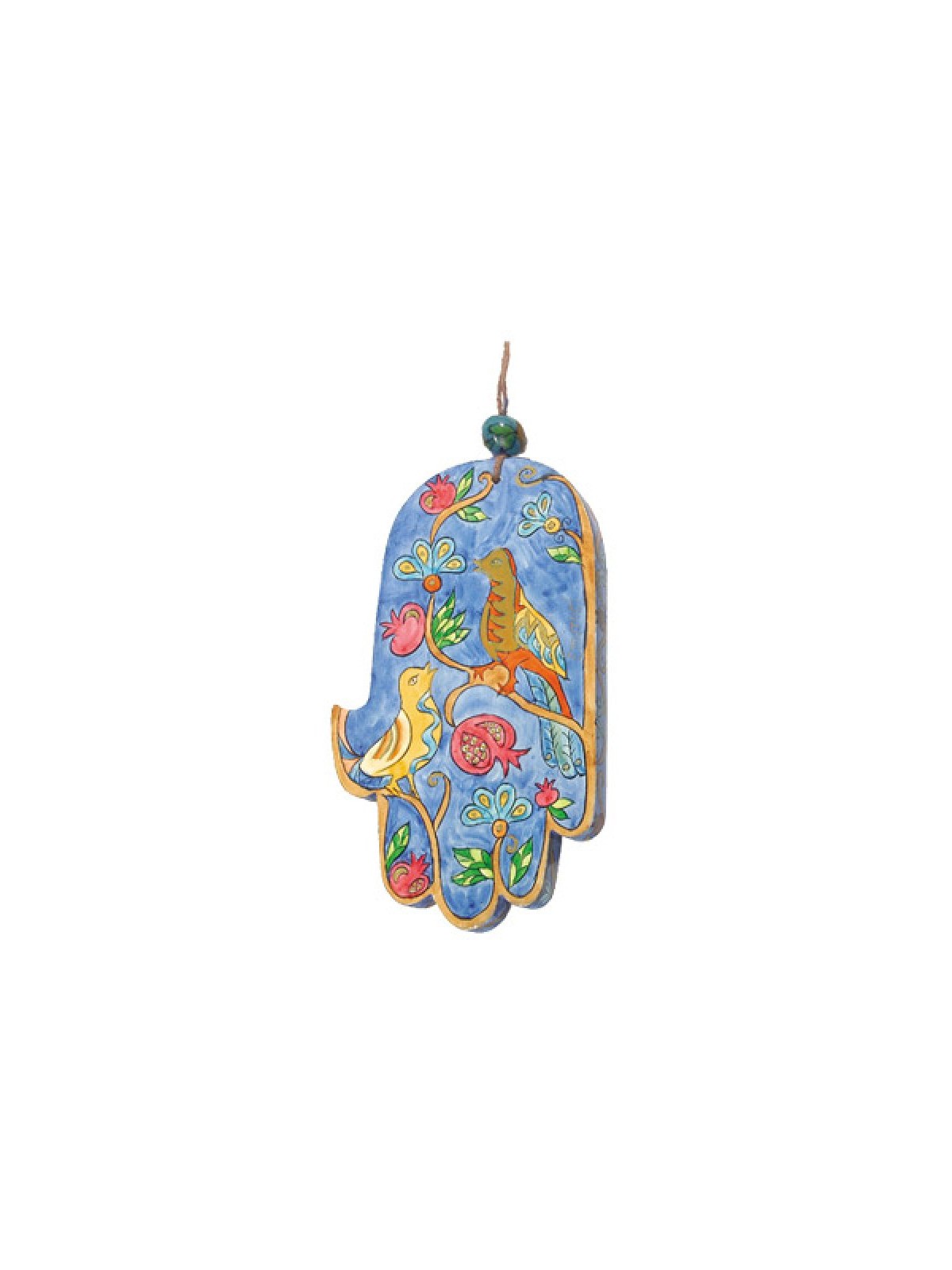 Yair Emanuel Hand Painted Wood Wall Hamsa Blue ... | Hamsas by Emanuel