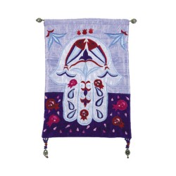 Yair Emanuel Appliqued Silk Wall Hamsa B... | Wall Hangings by Emanuel