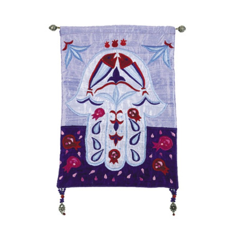 Yair Emanuel Appliqued Silk Wall Hamsa B... | Wall Hangings by Emanuel