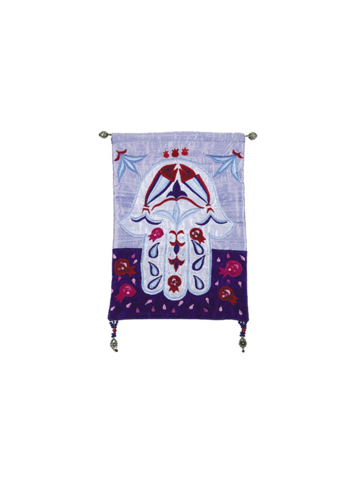 Yair Emanuel Appliqued Silk Wall Hamsa B... | Wall Hangings by Emanuel