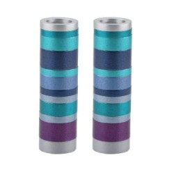 Yair Emanuel Small Cylinder Candlesticks with Rings ... | Candlesticks