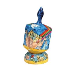 Yair Emanuel Large Hand Painted Wood Dreidel on Stand No... | Dreidels