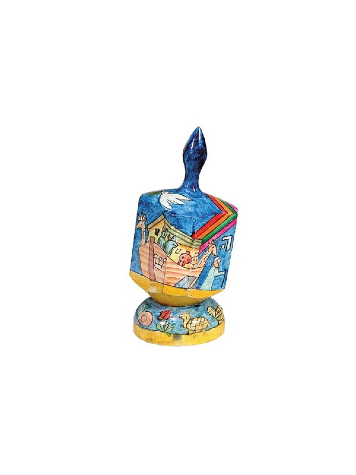 Yair Emanuel Large Hand Painted Wood Dreidel on Stand No... | Dreidels