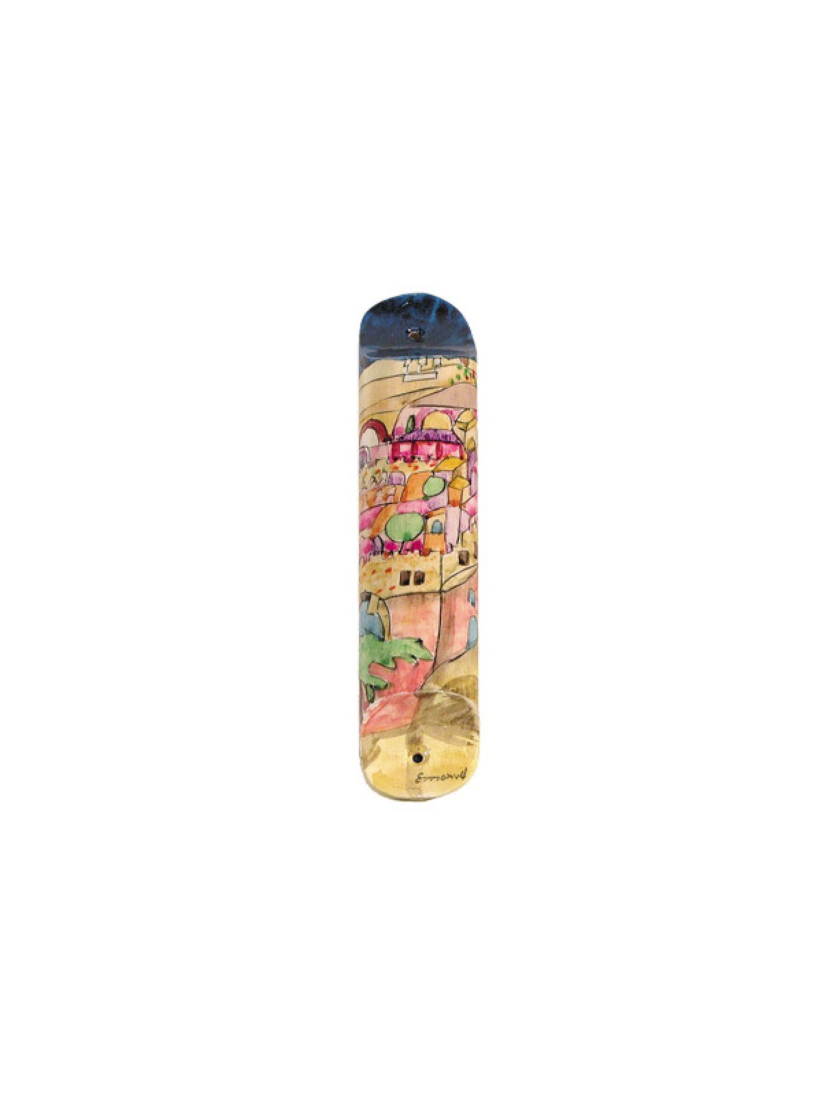 Yair Emanuel Large Hand Painted Wood Mezuzah ... | Mezuzahs by Emanuel