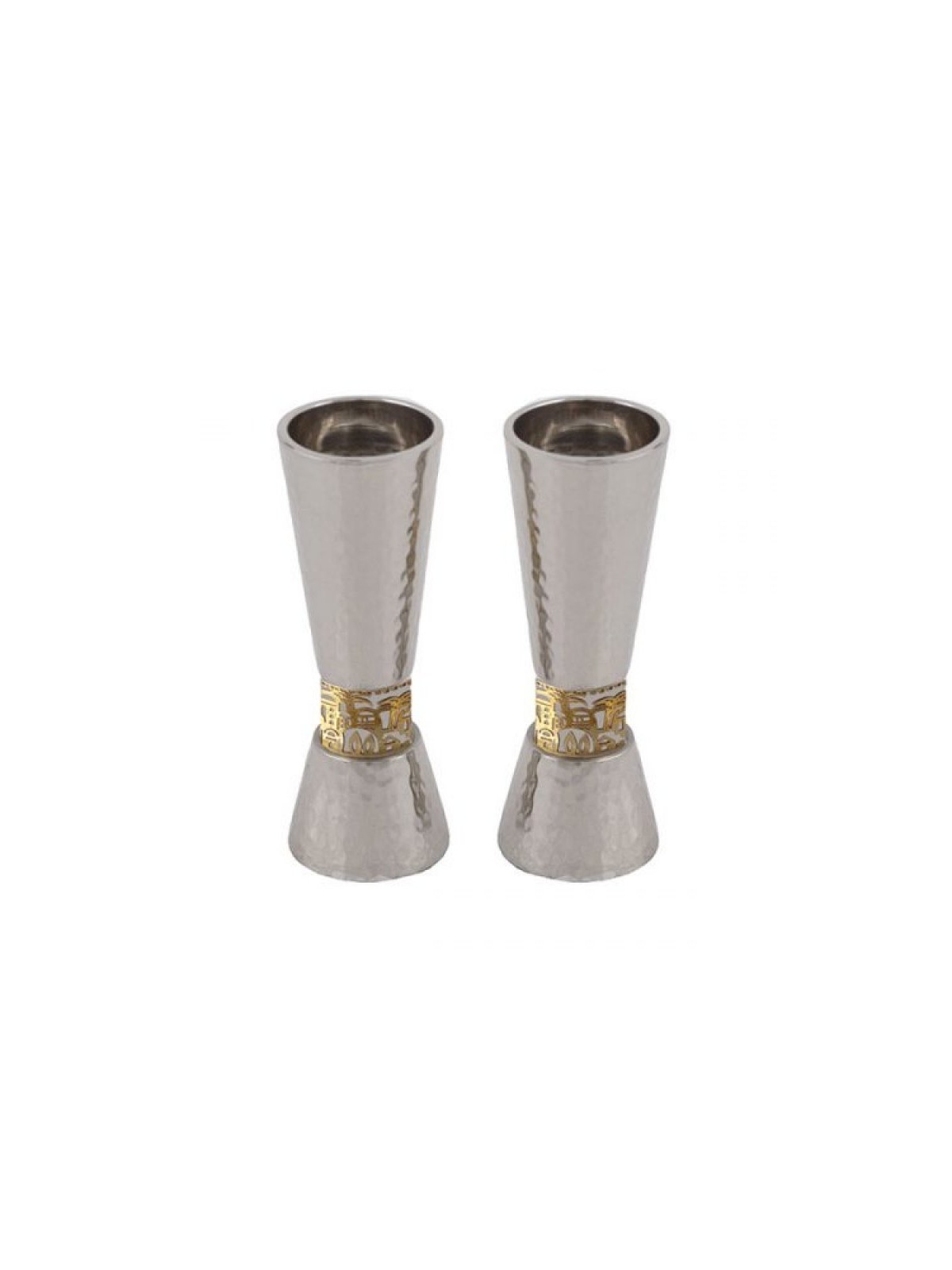 Yair Emanuel Cone Shaped Candlesticks with Gold Jeru... | Candlesticks