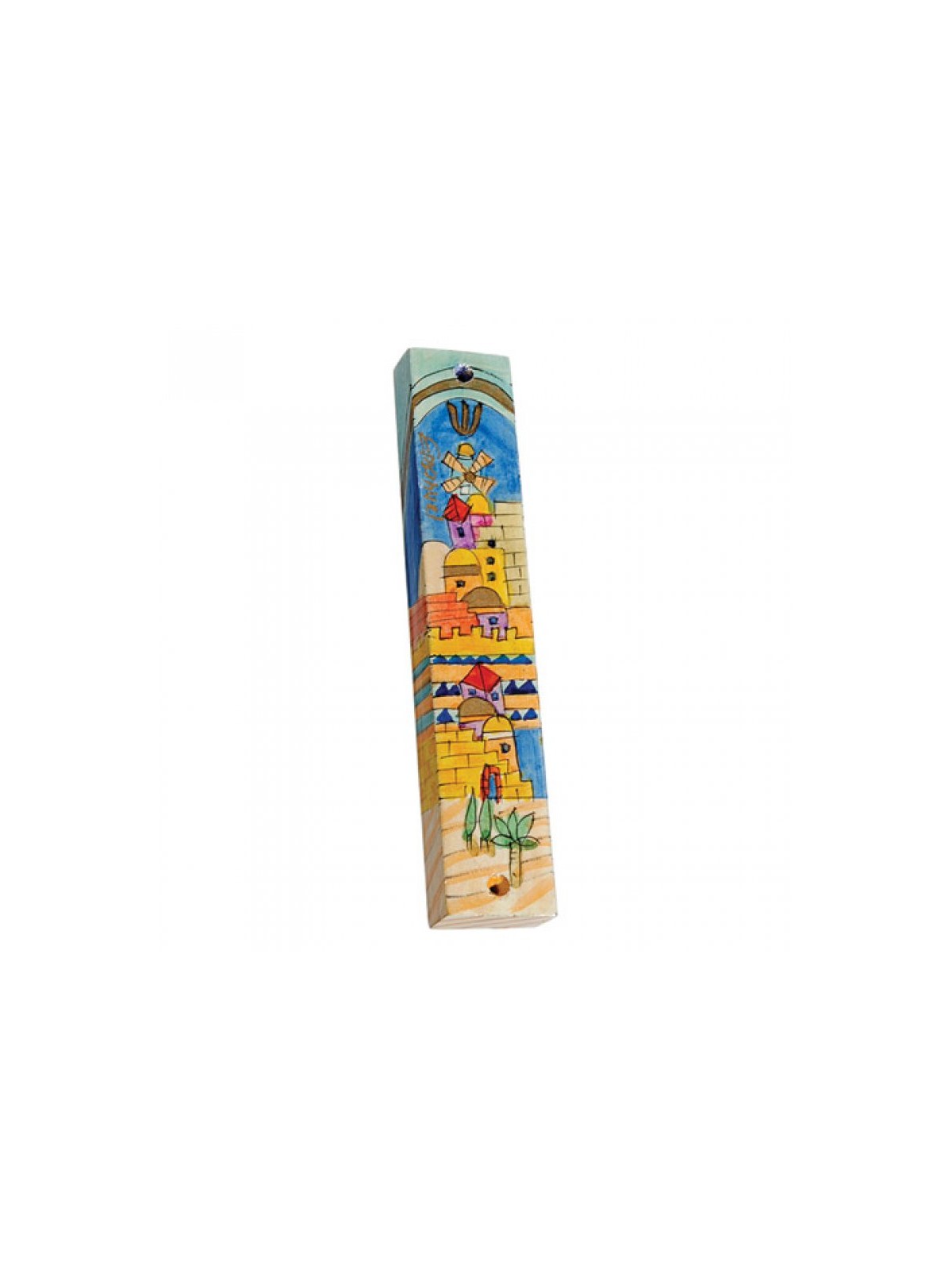 Yair Emanuel Large Hand Painted Wood Mezuzah ... | Mezuzahs by Emanuel