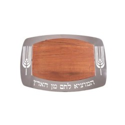 Yair Emanuel Rectangle Wood Challah Board Wheat De... | Challah Boards