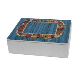 Yair Emanuel Wood Fabric Blue Embroidered J... | Gift Ideas by Emanuel