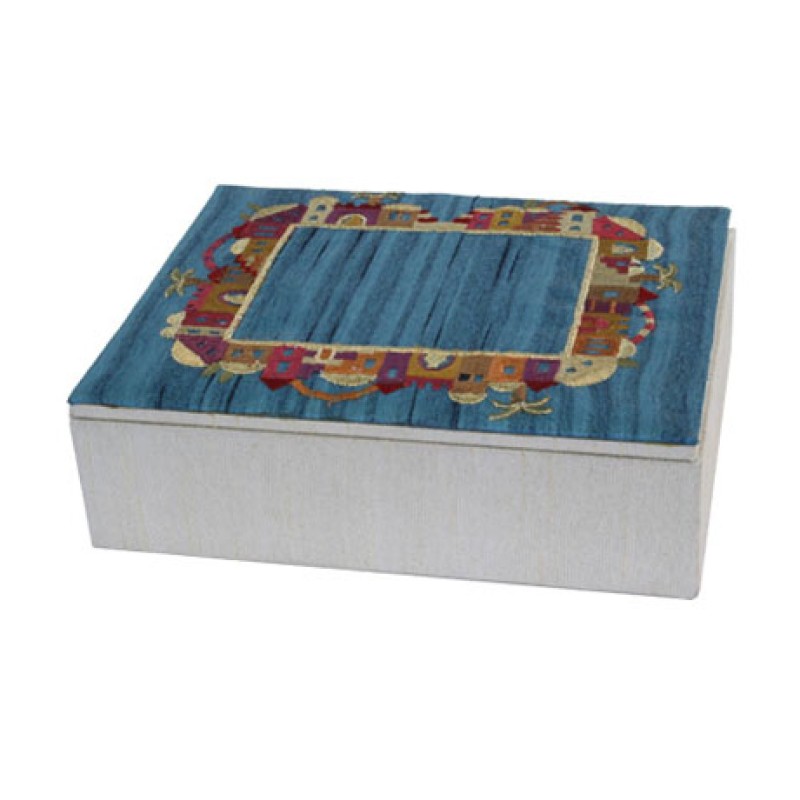 Yair Emanuel Wood Fabric Blue Embroidered J... | Gift Ideas by Emanuel
