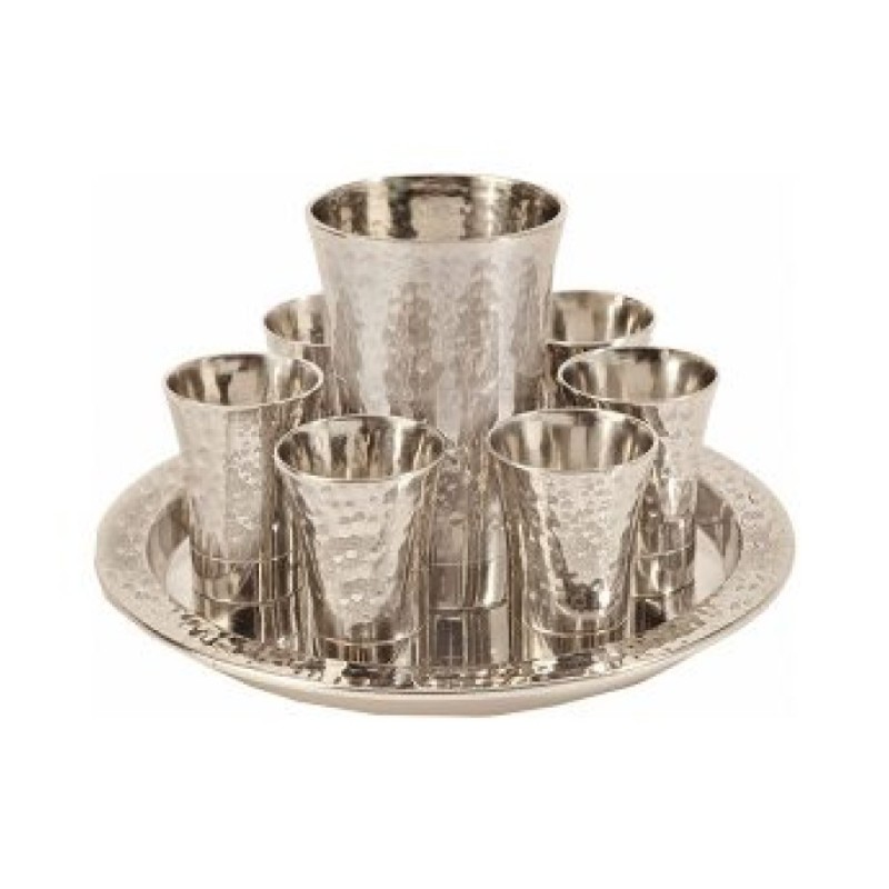 Yair Emanuel Hammered Nickel Kiddush Gobl... | Kiddush Cups by Emanuel
