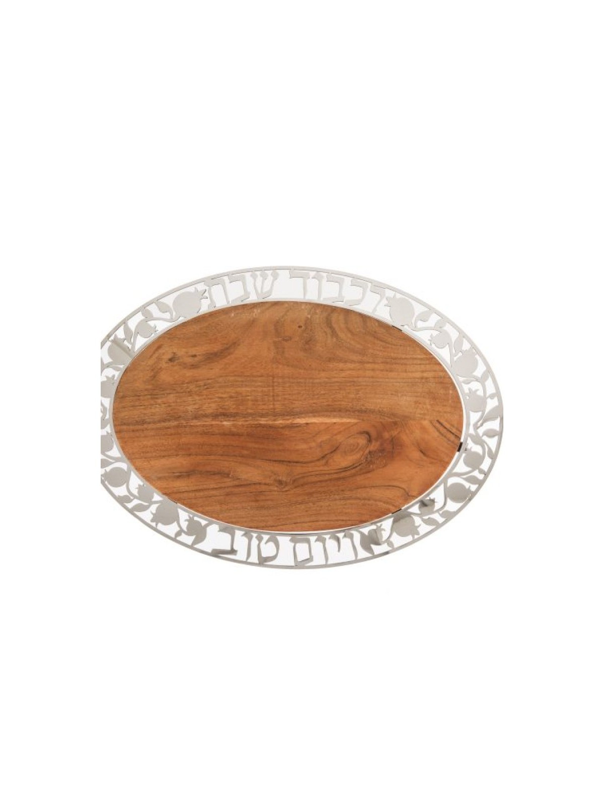 Yair Emanuel Grained Wood Oval Challah Board with ... | Challah Boards
