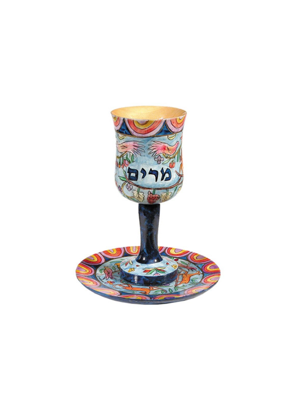 Yair Emanuel Hand Painted Wood Stem Kiddu... | Kiddush Cups by Emanuel
