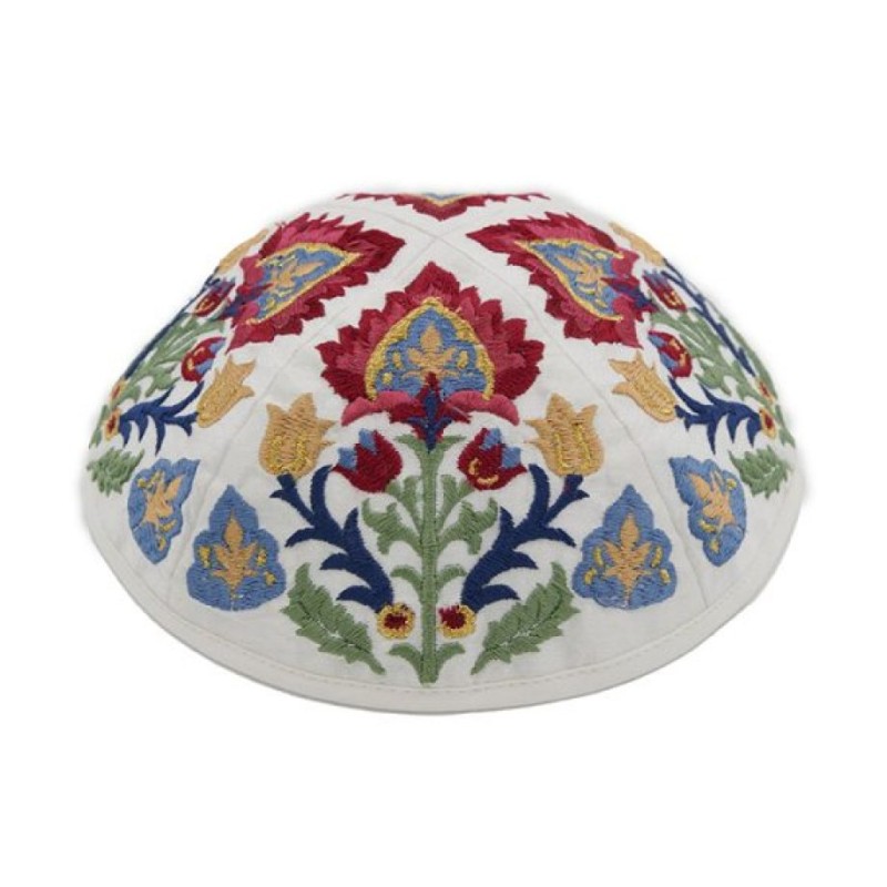 Yair Emanuel Cotton Poly Kippah with Emb... | Kippot & Hats by Emanuel