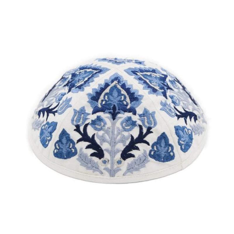 Yair Emanuel Cotton Poly Kippah with Emb... | Kippot & Hats by Emanuel