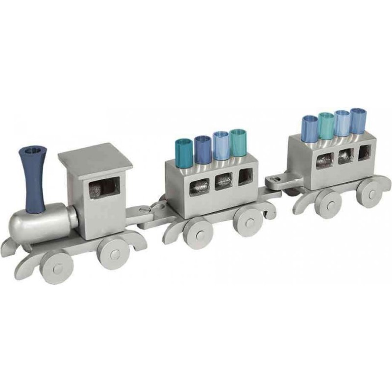 Yair Emanuel Anodized Aluminum Childs Train Hanu... | Hanukkah Menorah