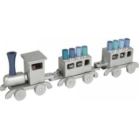 Yair Emanuel Anodized Aluminum Childs Train Hanu... | Hanukkah Menorah