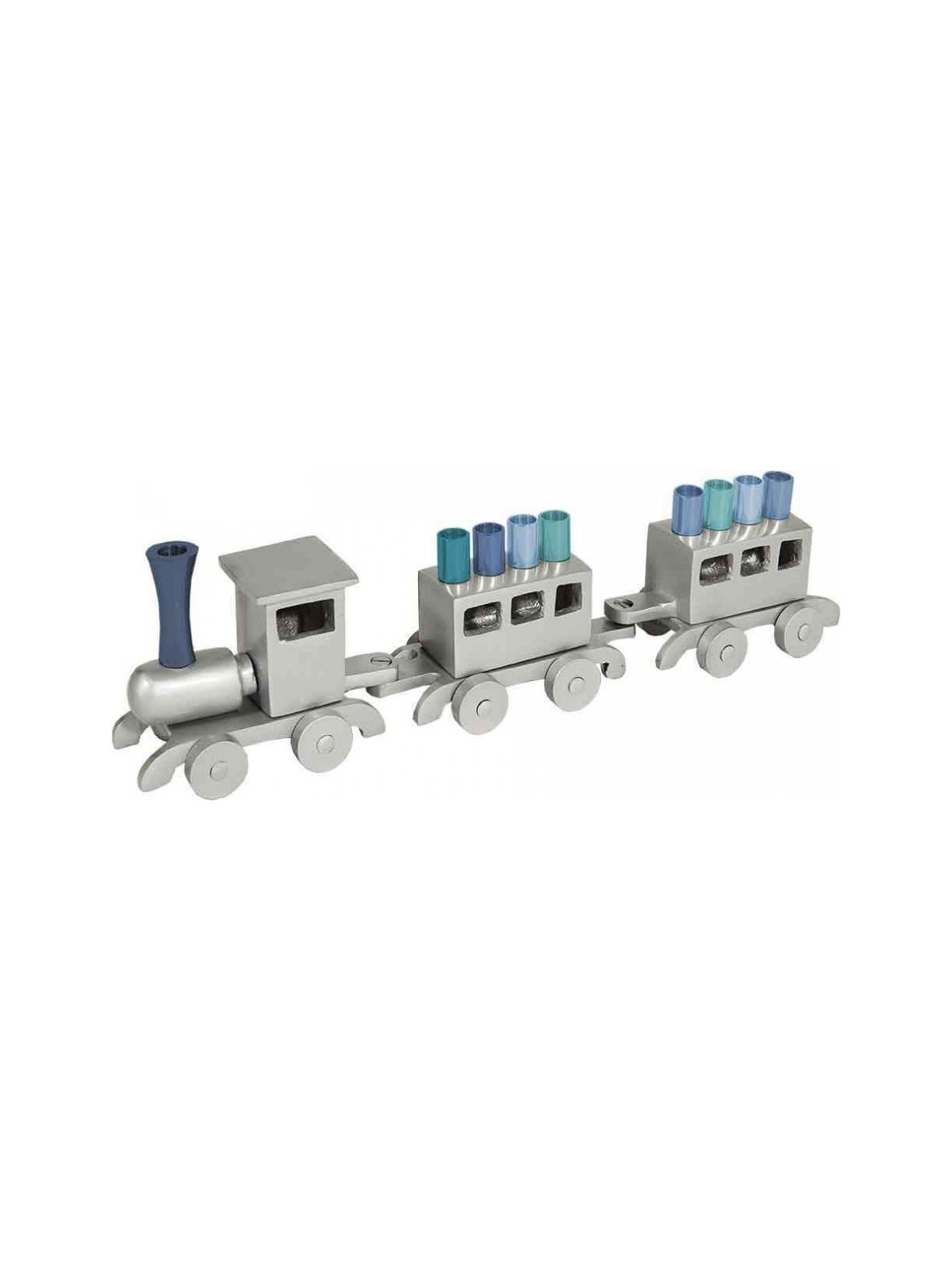 Yair Emanuel Anodized Aluminum Childs Train Hanu... | Hanukkah Menorah
