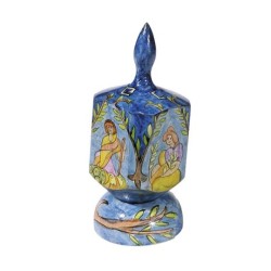 Grand Dreidel en bois peint à la main sur pied Yair Emanuel... | Dreidels